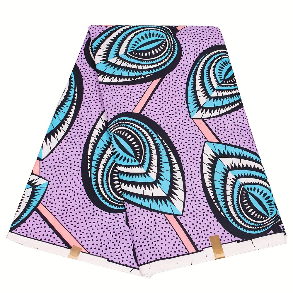 6 Yards African Wax Dye Fabric Pastel Purple Polyester Material