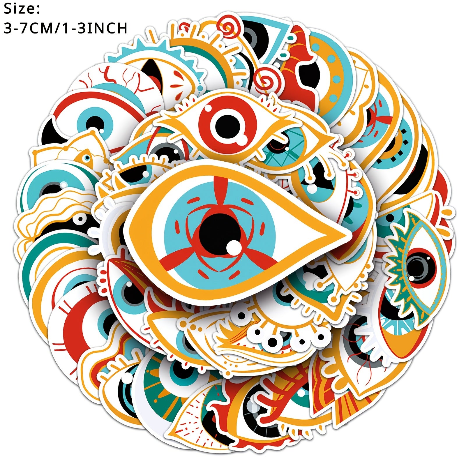 50pcs Devil's Eye Horror Series Phone Case Stickers Waterproof Decor