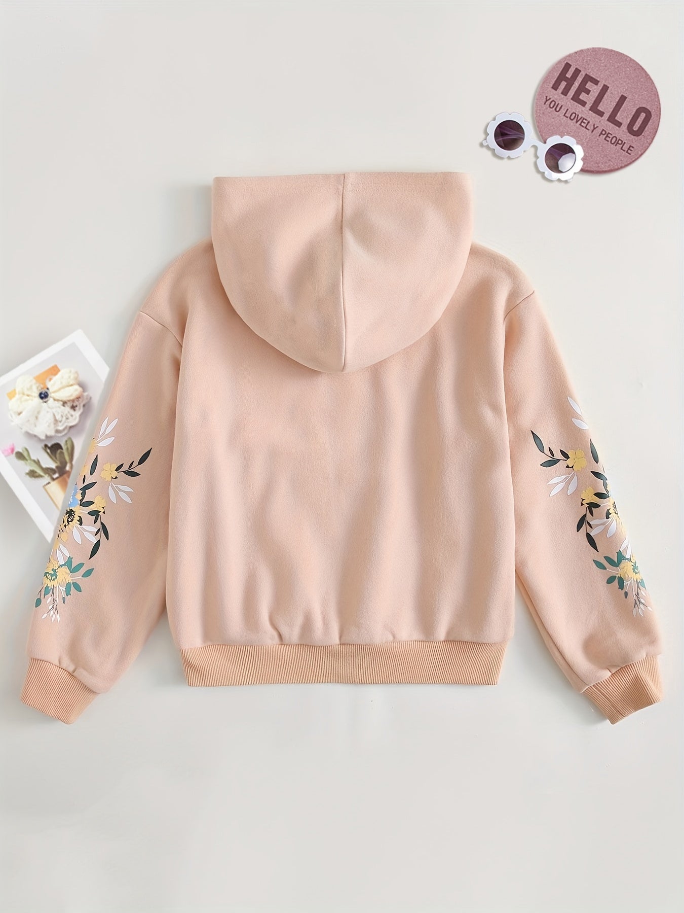 Girls' Floral Print Long Sleeve Casual Sweatshirt Top Hoodie Pullovers