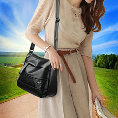 PU Leather Multiple Layers Backpack Crossbody Bag for Outdoor Camping Travel