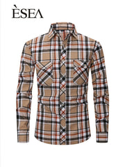 Men's Double Pocket Brushed Check Flannel Shirt