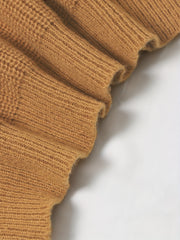 Solid Lantern Sleeve Cold Shoulder Knit Pullover Jumper