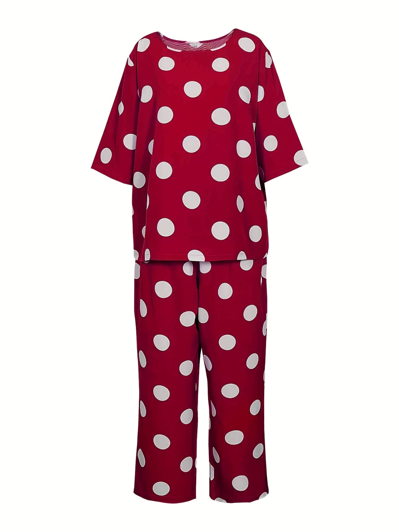 Women's Plus Polka Dot Tee & Pants 2pcs Set