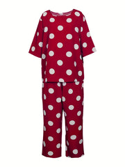 Women's Plus Polka Dot Tee & Pants 2pcs Set