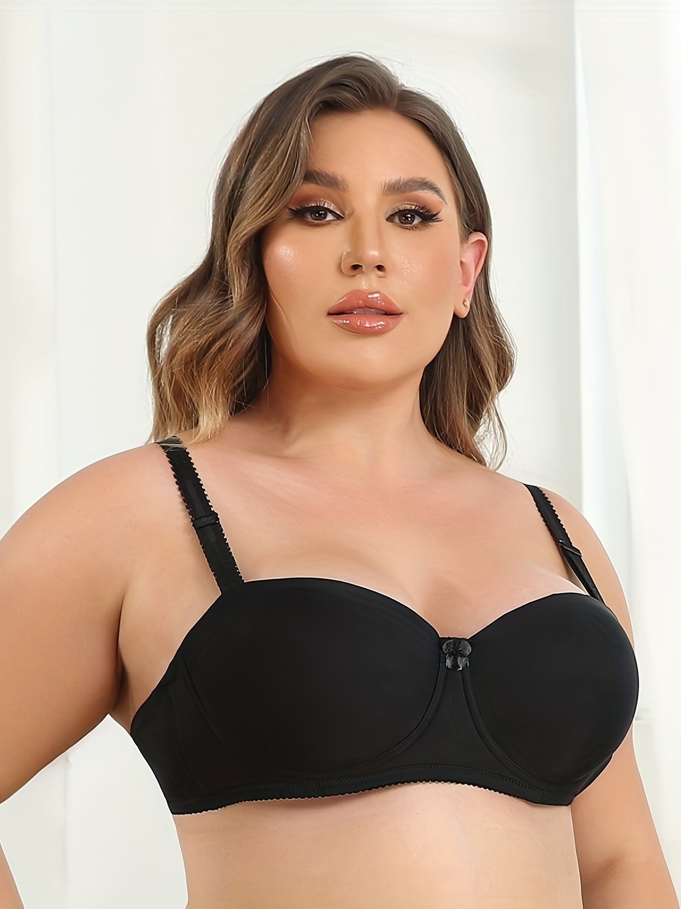 Sexy Bra Women's Plus Smoothing Push Up Anti slip Convertible Bow Bra