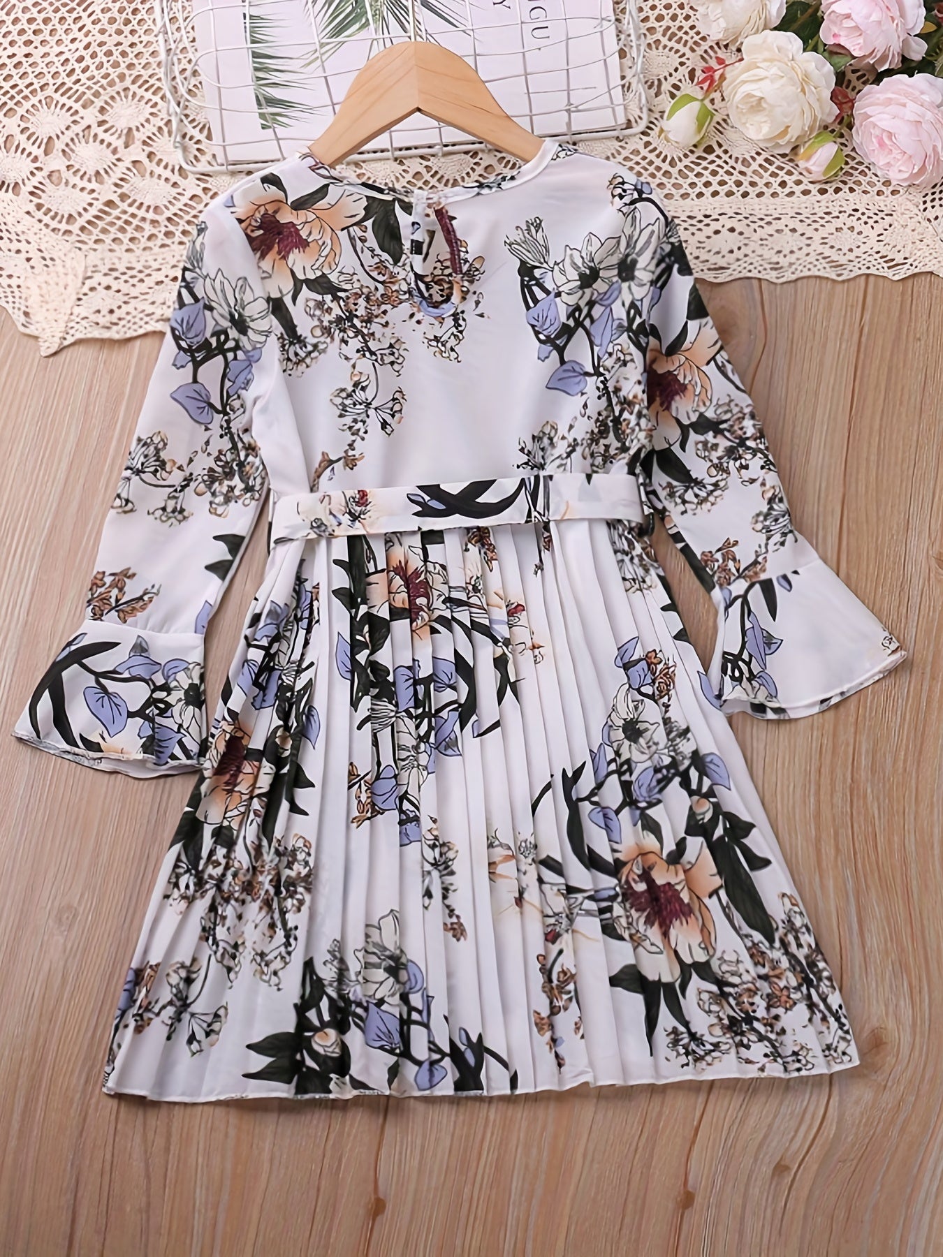 Floral Flare Long Sleeve Dress for Girls