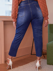 Ripped Straight Leg Cropped Jeans Women's Plus Medium Stretch Jeans