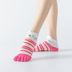 Cartoon Puppy Yoga Socks Non-slip Five Toe Dance Socks