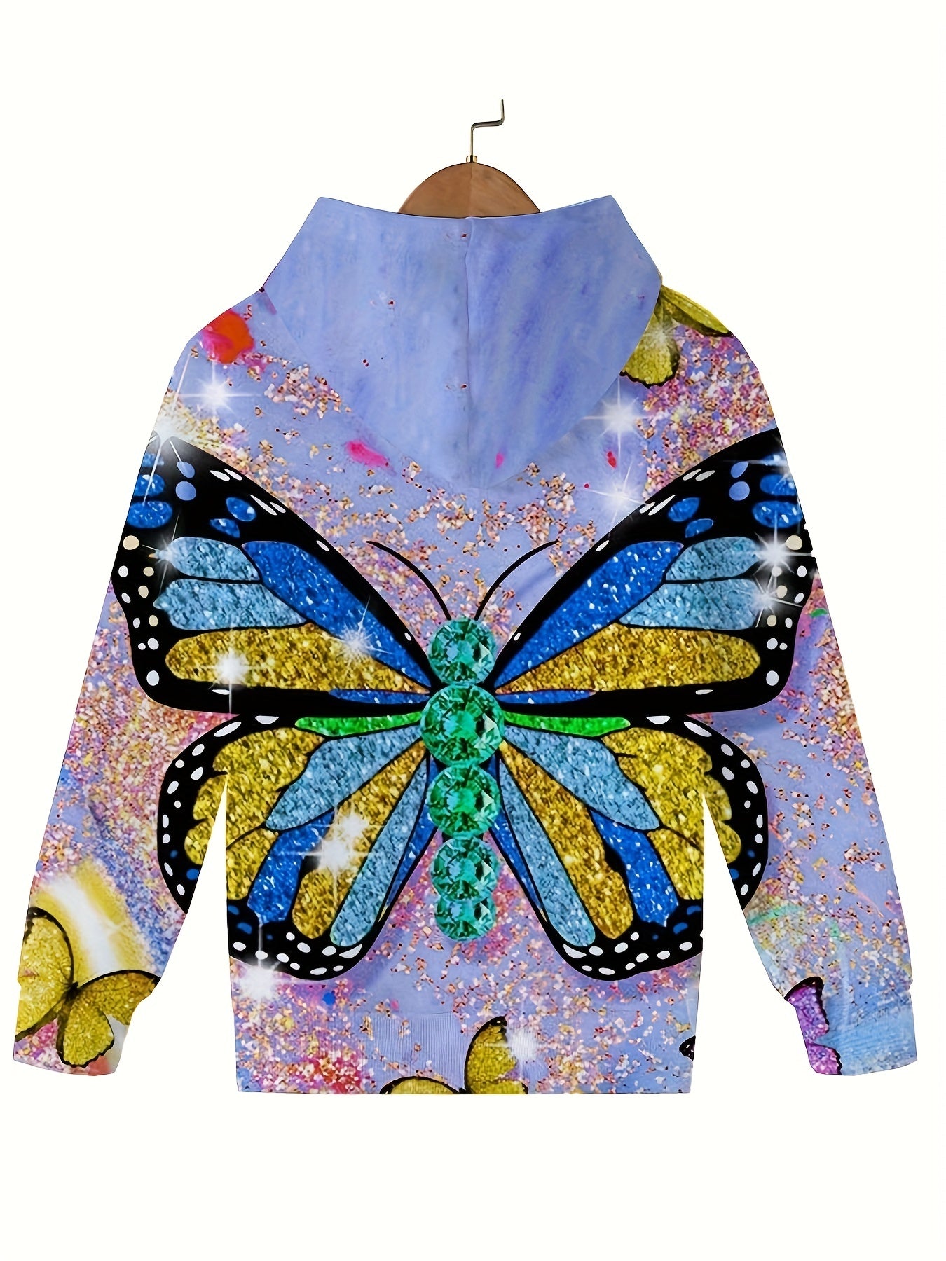 Sequin Butterfly Effect Hoodie Girls Long Sleeve Hooded Sweatshirt