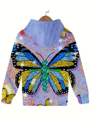 Sequin Butterfly Effect Hoodie Girls Long Sleeve Hooded Sweatshirt