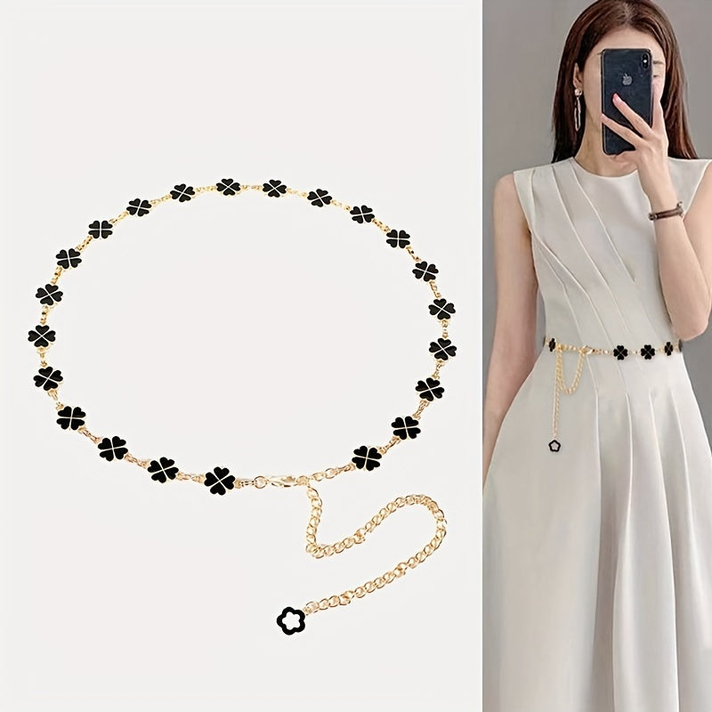 Lucky Clover Golden Waist Chain & Reversible Belly Chain