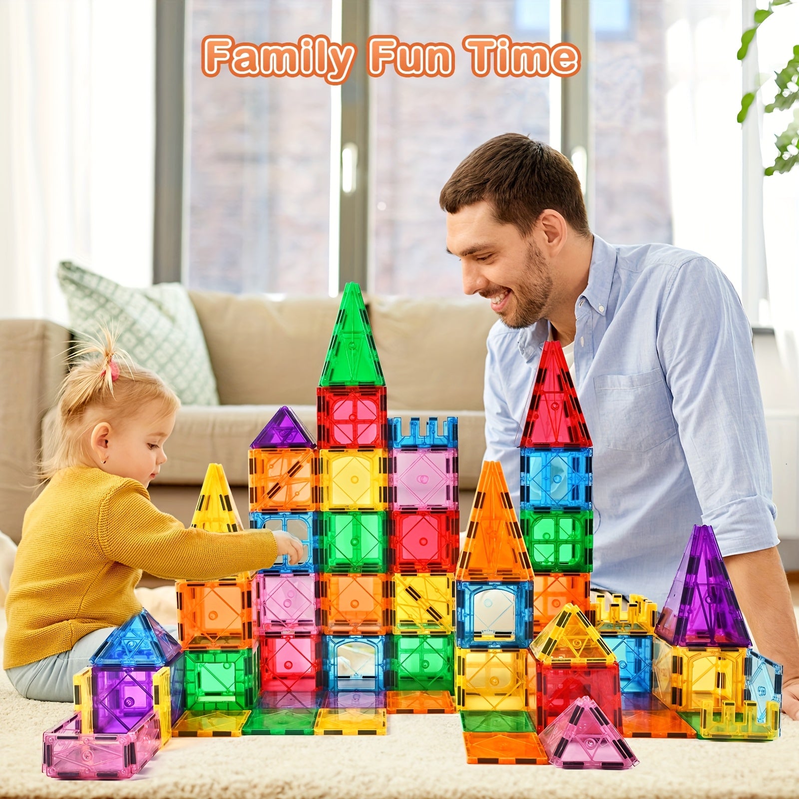 72pcs Magnetic Building Tiles for Kids Educational Stacking Blocks