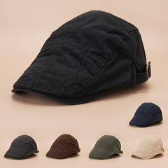 Cotton Blend Lightweight Newsboy Cap Solid Hats For Women Men
