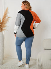 Colorblock Round Neck Sweater Women's Plus