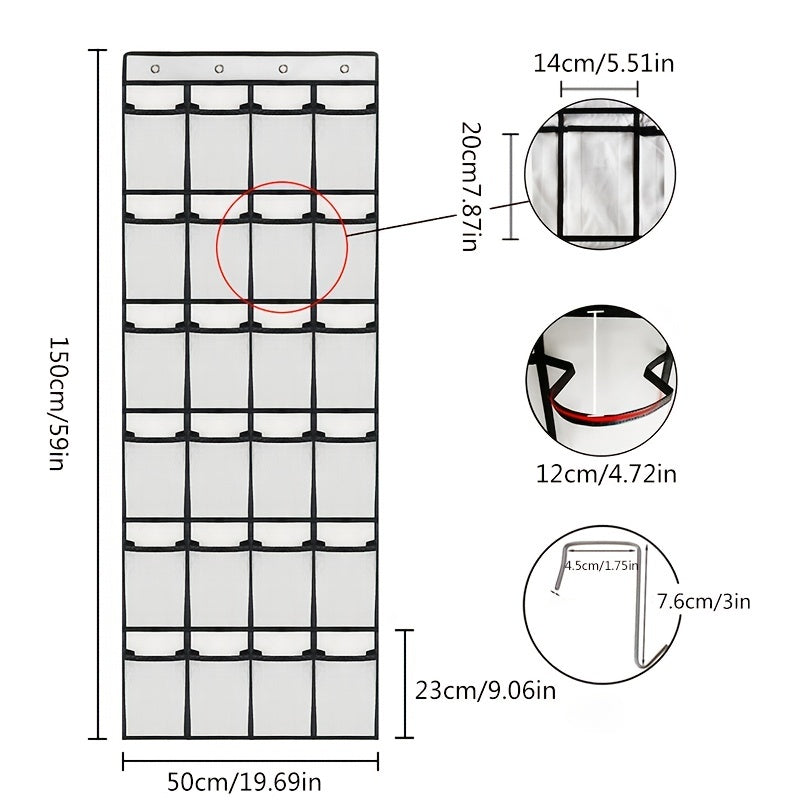 Over The Door Shoe Organizer Hanging Closet Storage Bag Rack With 24 Pockets