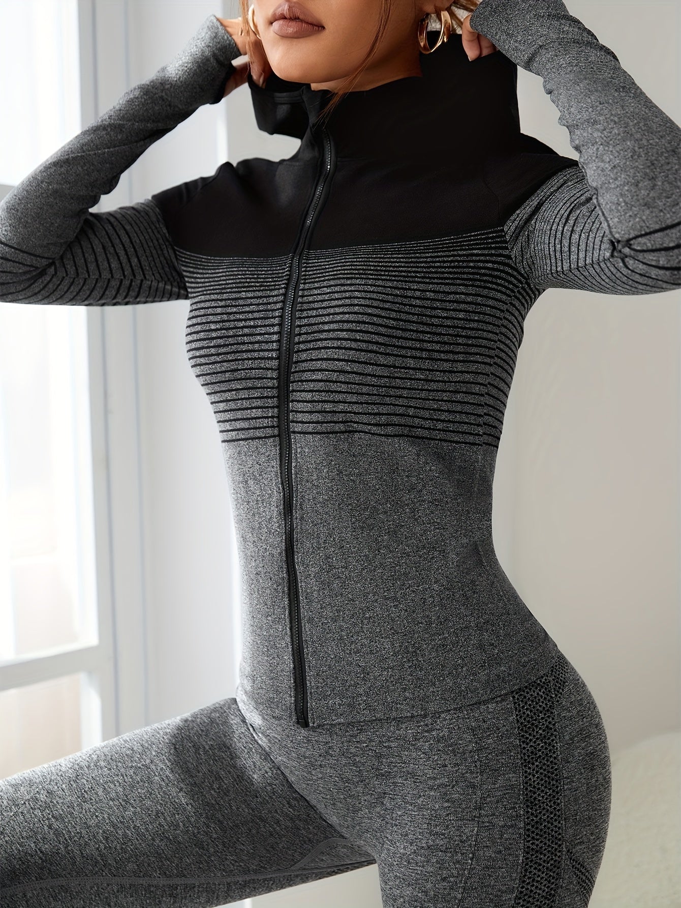 Striped Pattern Casual Sports Jacket Sweatshirts Coat
