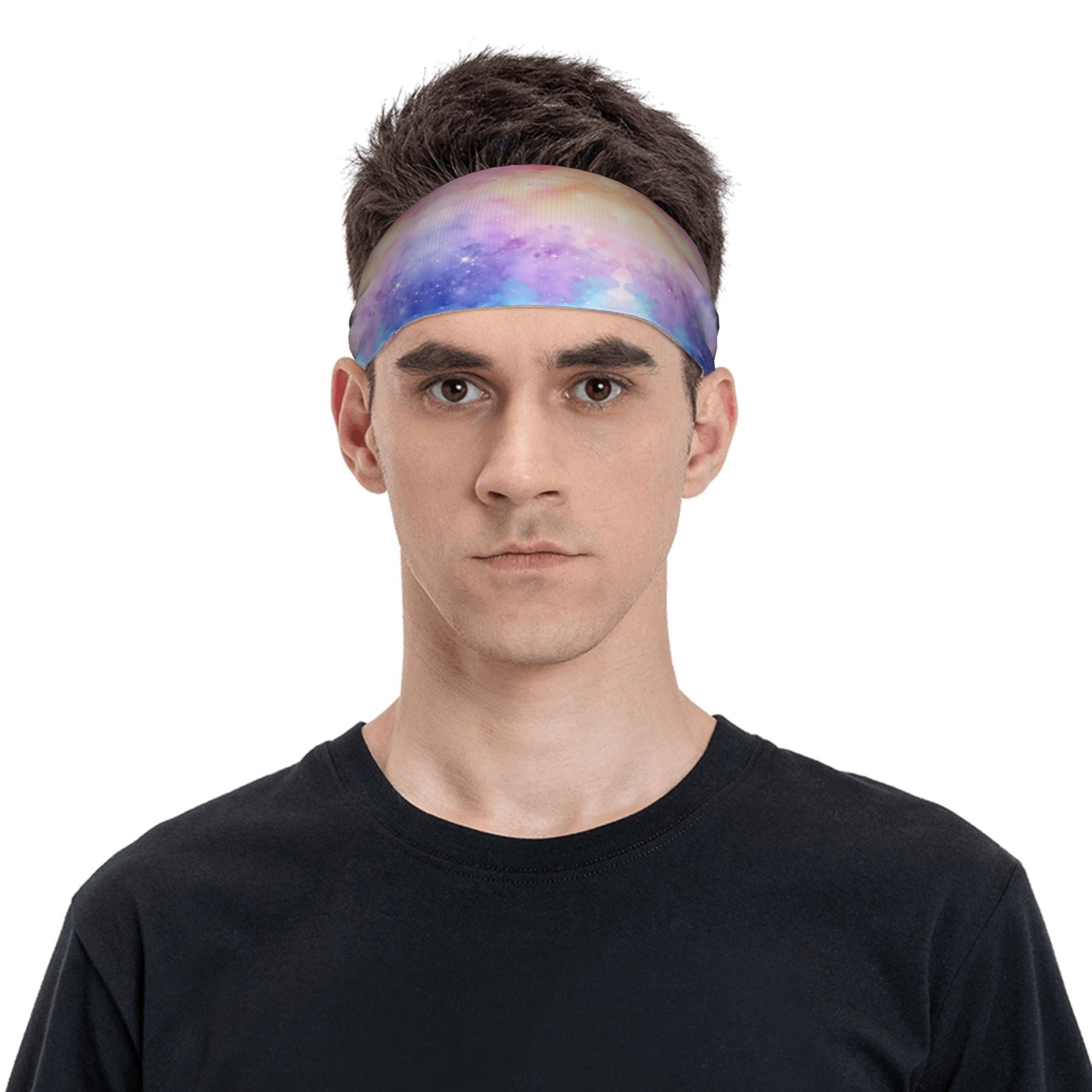 Rainbow Galaxy Print Headband for Sport & Casual Outfits