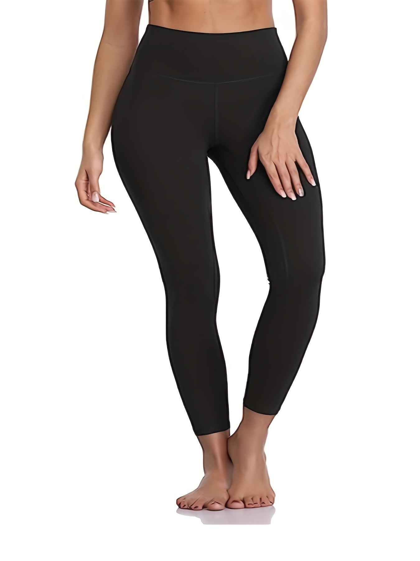 Basic Leggings Women's Plus Solid Soft High Waisted Yoga Fitness Pants