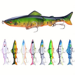 8pcs 18g Three Segment Minnow Lure Hard Bait Treble Hook Fishing Accessories