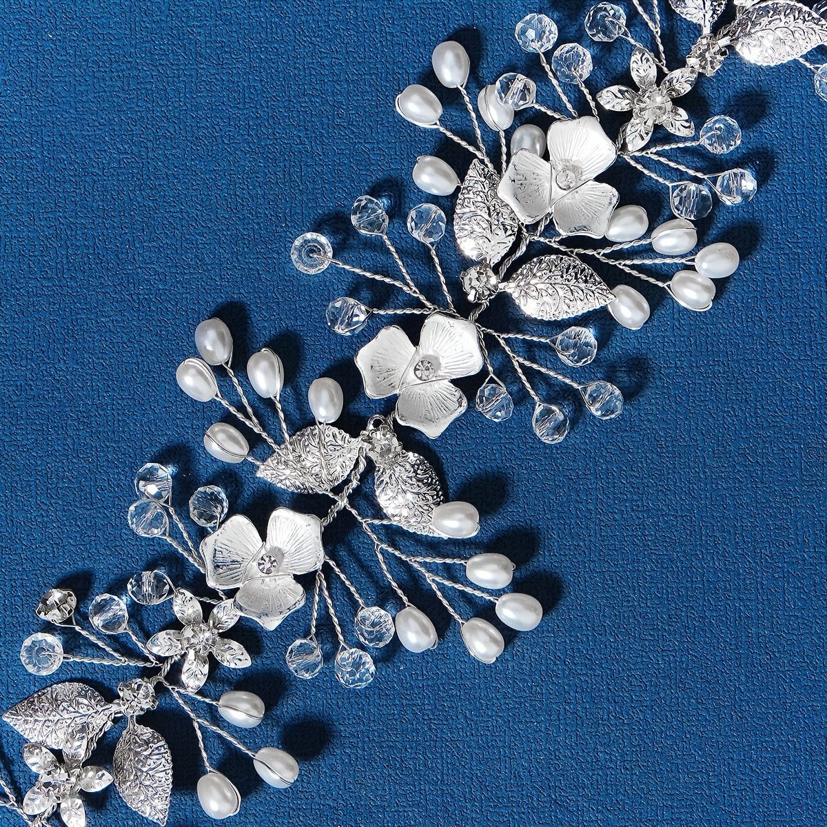 Crystal Bridal Headband Faux Pearl Hair Accessories For Women