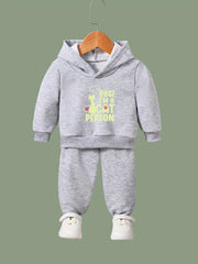 Kid's 2pcs Cat Person Print Outfit Hoodie&Pants Set Girl's Clothes