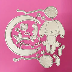 Moon Bunny Cutting Dies Animal Bow Balloon Rabbit Metal Stencil