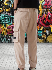 Cargo Pants Men Street Style Drawstring Tapered Pants