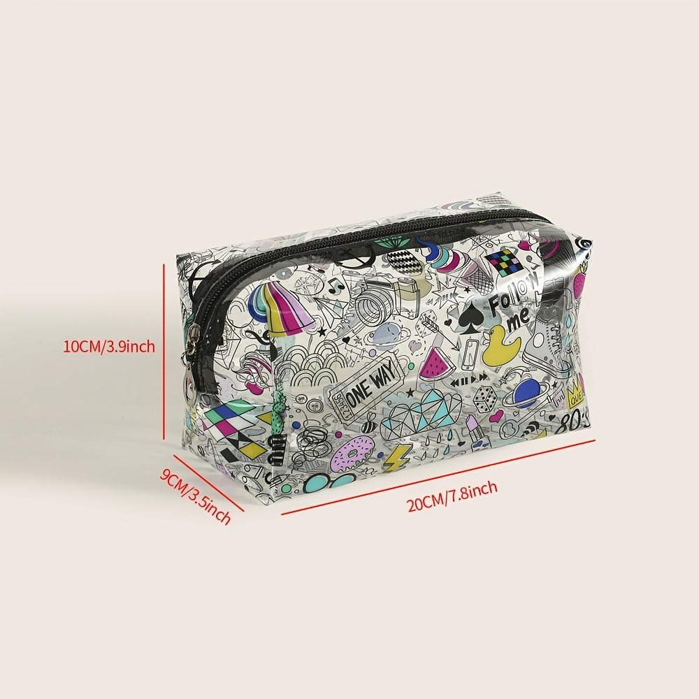 Cartoon Pattern PVC Makeup Bag Toiletry Bag Adorable Roomy Cosmetic Purse