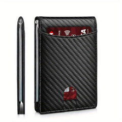 Men's Carbon Fiber Wallet RFID Blocking Credit Card Holder Money Clip