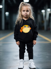 OERYUI Kids Cartoon Globefish Print Hoodies Pants Set