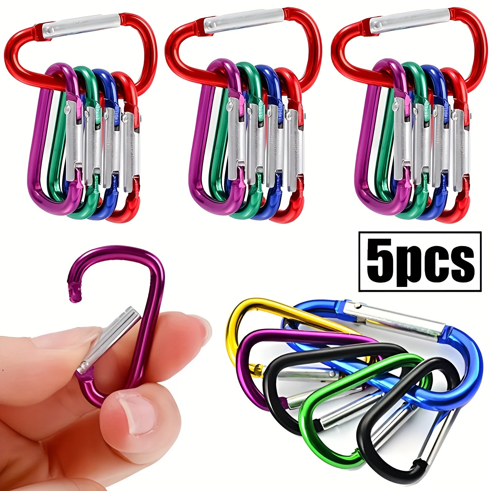 5pcs D Type Aluminum Buckle for Outdoor Camping