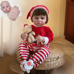 Cuddly Full Body Silicone Vinyl Reborn Doll Rooted Hair Christmas Outfits