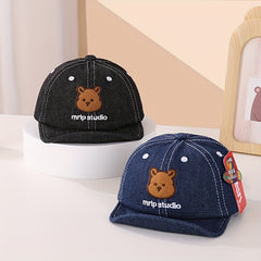 Kids' Adjustable Sunshade Baseball Cap with Bear Embroidery