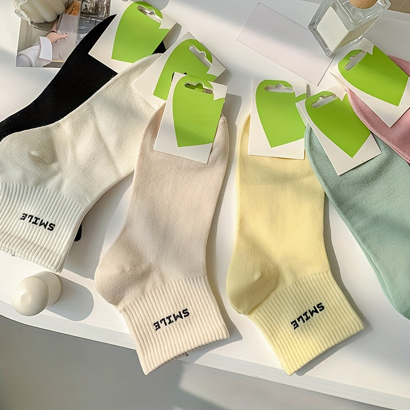 6 Pairs Letter Print Crew Socks for Women