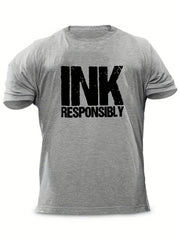 INK Responsibly Men's Print T Shirt Stretchy Crew Neck Tee