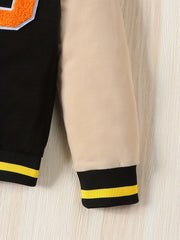 Toddler Boys Varsity Jacket Letter Patched Band Collar Uniform