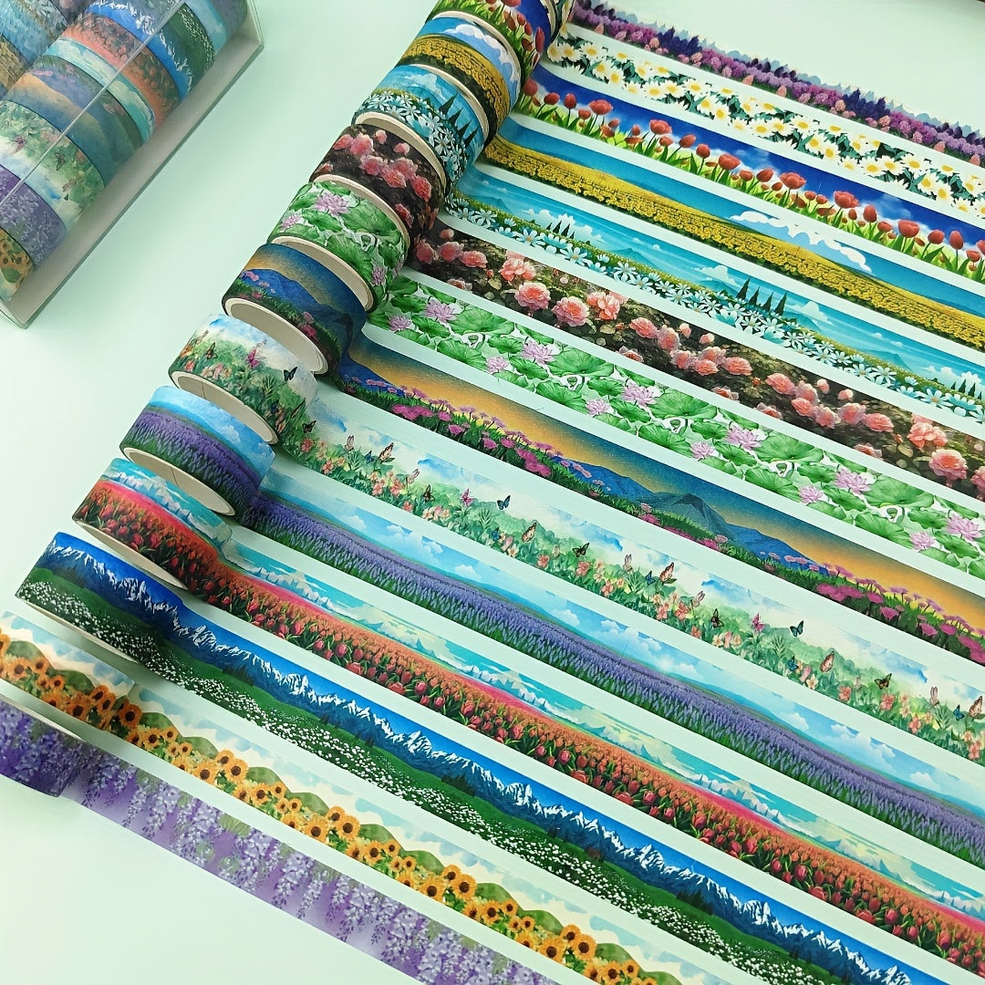 14 Rolls Floral Theme Washi Tape Collection Creative Craft Accessories