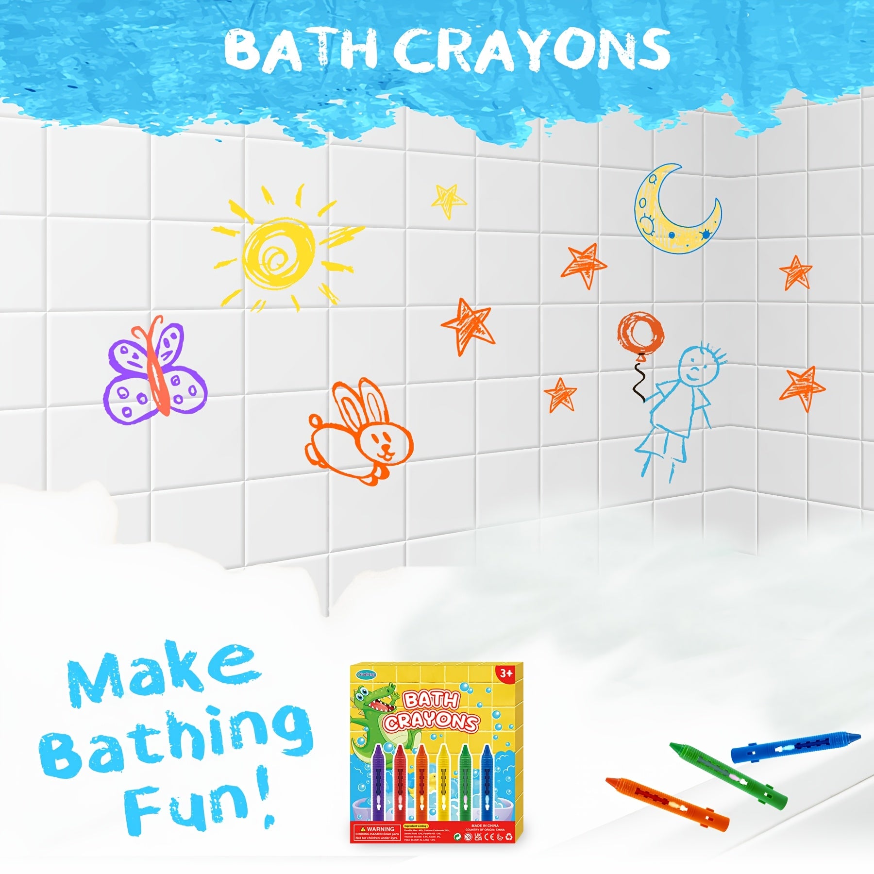 iYuePeng Washable Bath Crayons Set Retractable Medium Point Bathtub Markers