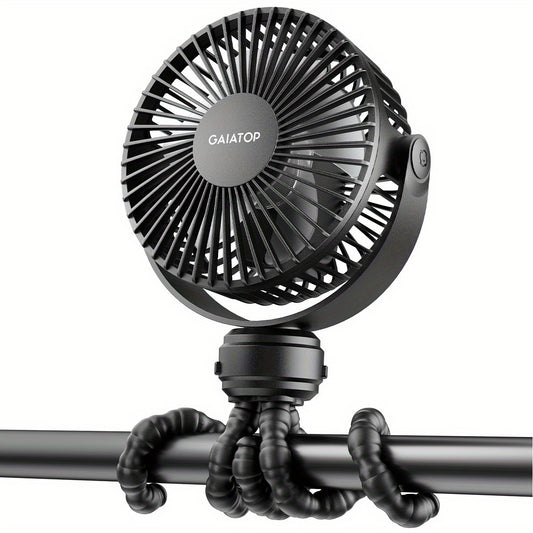 Portable Stroller Fan Clip-On 3 Speed Rechargeable 360 Rotate Handheld Desk Fan