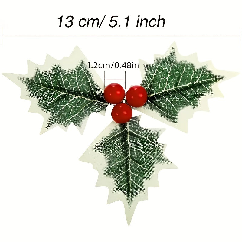 10pcs Christmas Leaf Red Fruit Tree Decoration Wreath DIY Circle Branch Insert