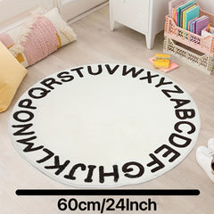 Soft Colorful Alphabet Shaggy Round Rug for Bedroom & Living Room