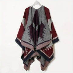 Vintage Jacquard Large Shawl Cashmere Cape Scarf Blanket Poncho
