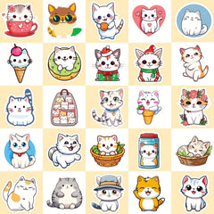 50pcs Cat Stickers Waterproof DIY Decoration Women Men Student Teacher