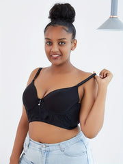 Longline Bra with Lace Glitter Decor