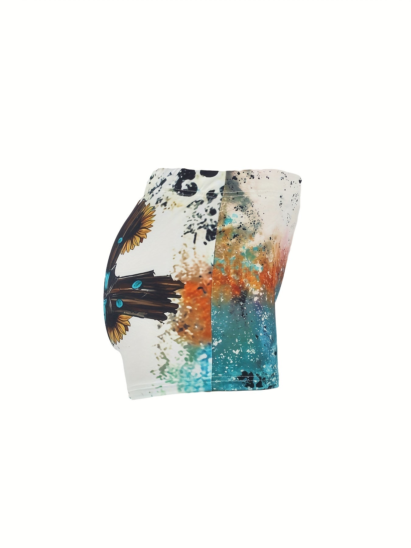 Letter & Sunflower Print Skinny Shorts for Women
