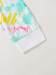 Tie Dye Kid's Pajamas Set Long Sleeve Top & Pants