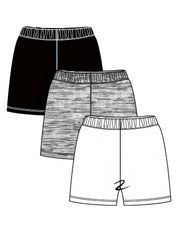 3pcs Baby Girl's Casual Elastic Waist Shorts Set For Summer