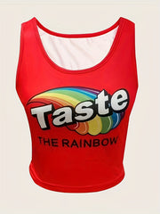 Rainbow & Letter Print Sleeveless Tank Top