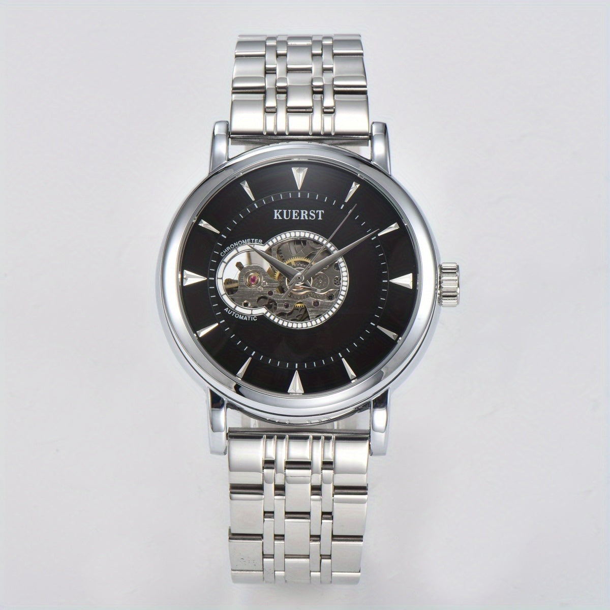 KUERST Men's Steel Belt Mechanical Watch - Butterfly Buckle, Gourd Shaped Dial