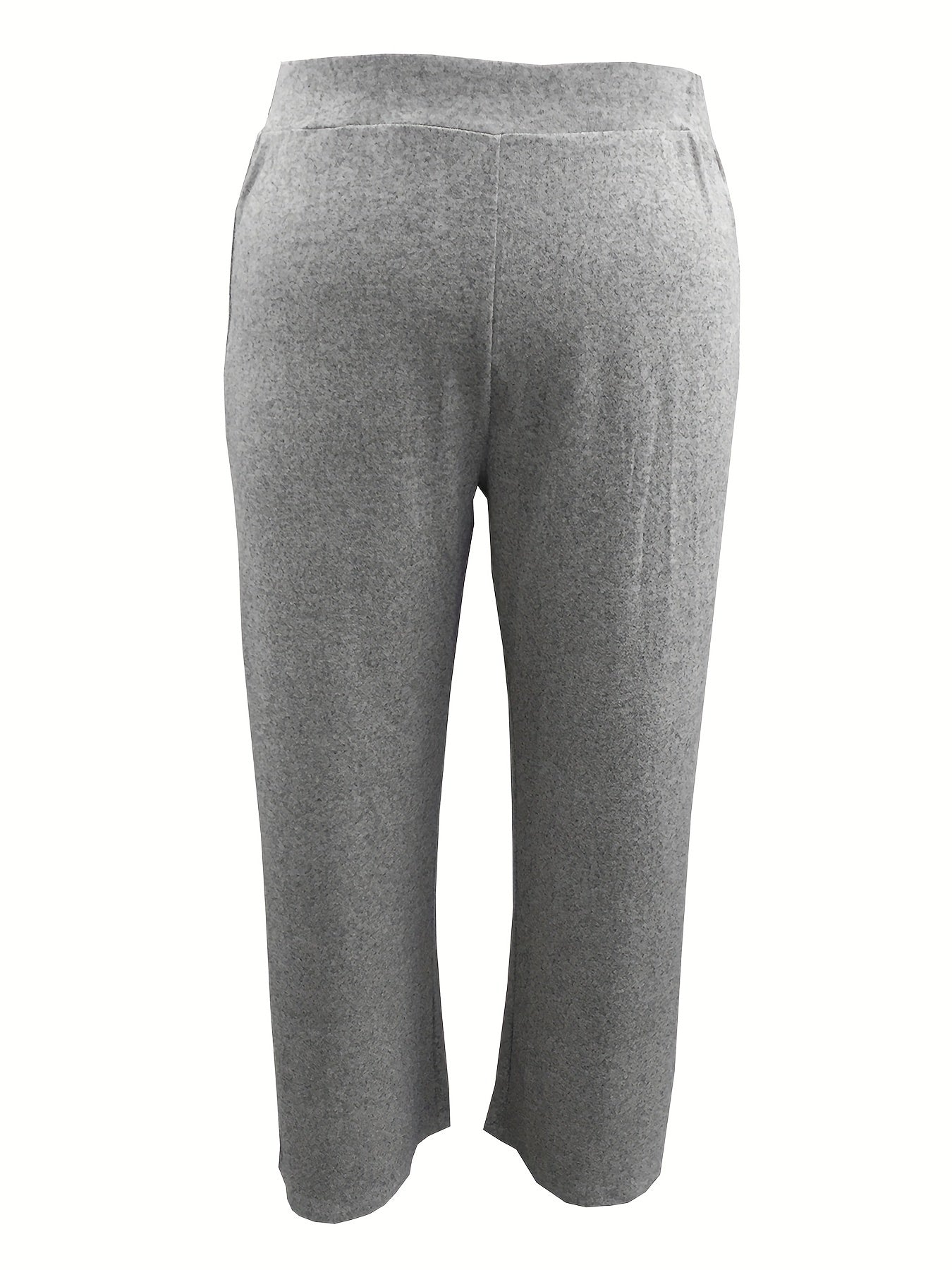 Wide Leg Sports Pants - Solid High Rise Stretch Trousers